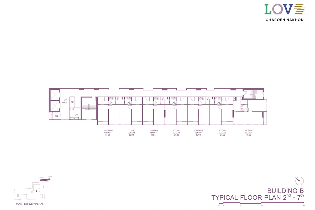 โครงการคอนโดมิเนียม เลิฟ เจริญนคร แบบแปลน ชั้น 2-7 typical