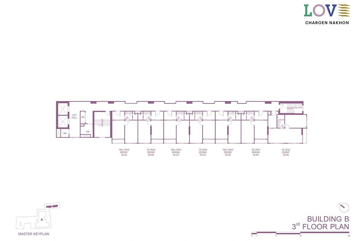 โครงการคอนโดมิเนียม เลิฟ เจริญนคร แบบแปลน ชั้น 3fl