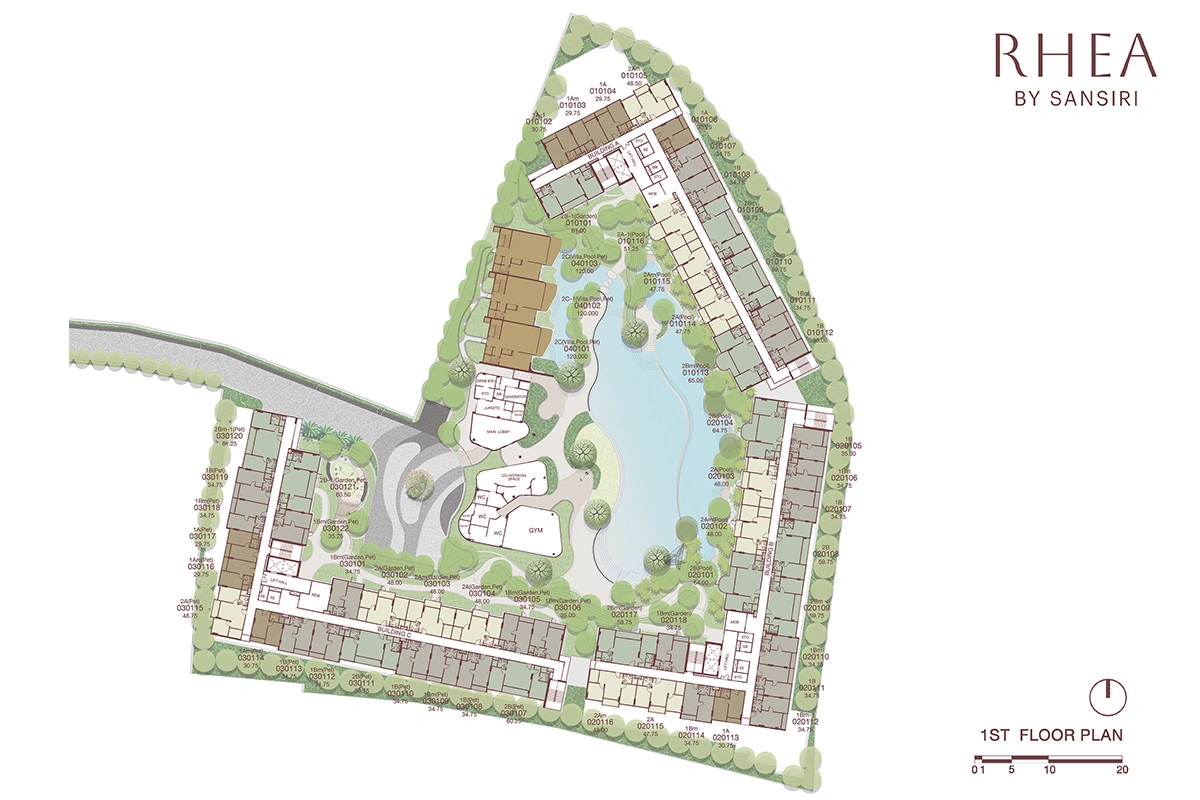 โครงการคอนโดมิเนียม รีอา บาย แสนสิริ แบบแปลน ชั้น FL 1