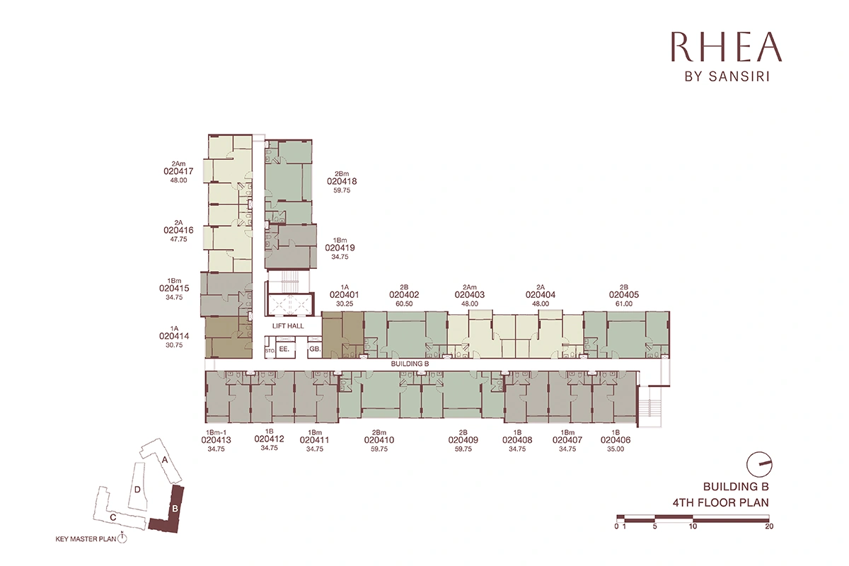 โครงการคอนโดมิเนียม รีอา บาย แสนสิริ แบบแปลน ชั้น FL 4