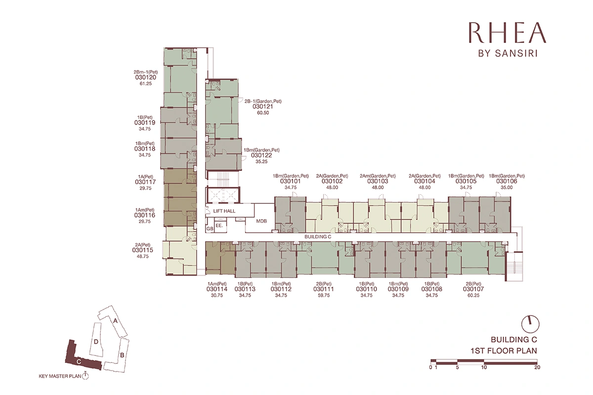 โครงการคอนโดมิเนียม รีอา บาย แสนสิริ แบบแปลน ชั้น FL 1