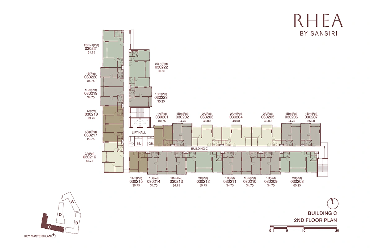 โครงการคอนโดมิเนียม รีอา บาย แสนสิริ แบบแปลน ชั้น FL 2