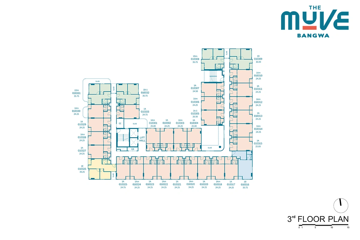 โครงการคอนโดมิเนียม เดอะ มูฟ บางหว้า แบบแปลนชั้น 3