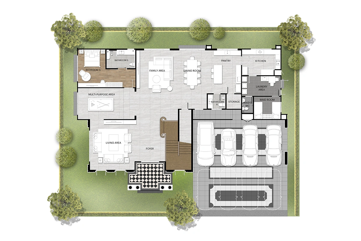 นาราสิริ บรมราชชนนี แบบบ้าน LANGHAM ชั้น 1