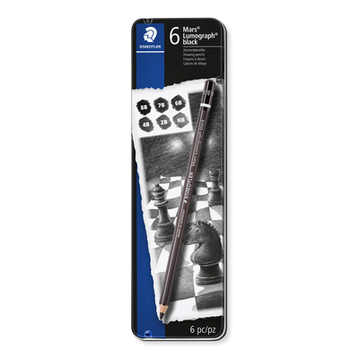 STAEDTLER LUMOGRAPH DRAWING BLACK PENCIL METAL BOX