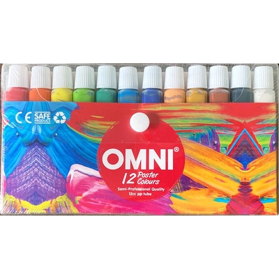 OMNI POSTER COLOUR (SEMI-PRO GRADE) 12CC, 12 COLOURS