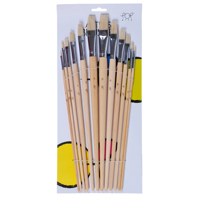 POP ARTZ FLAT BRISTLE BRUSH 12PCS SET