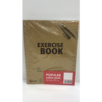 POP BAZIC F5 EXERCISE BOOK 80P SINGLE LINE -6PCS PACK
