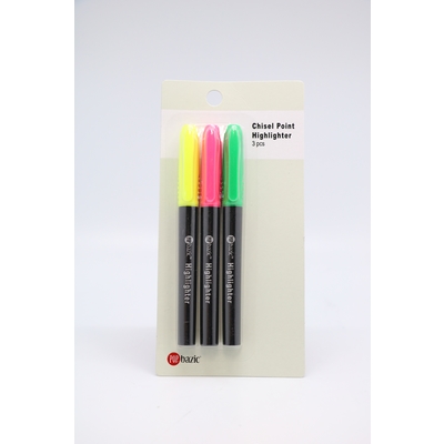 POP BAZIC HIGHLIGHTER YELLOW,PINK,GREEN 3 COLOURS PER PACK