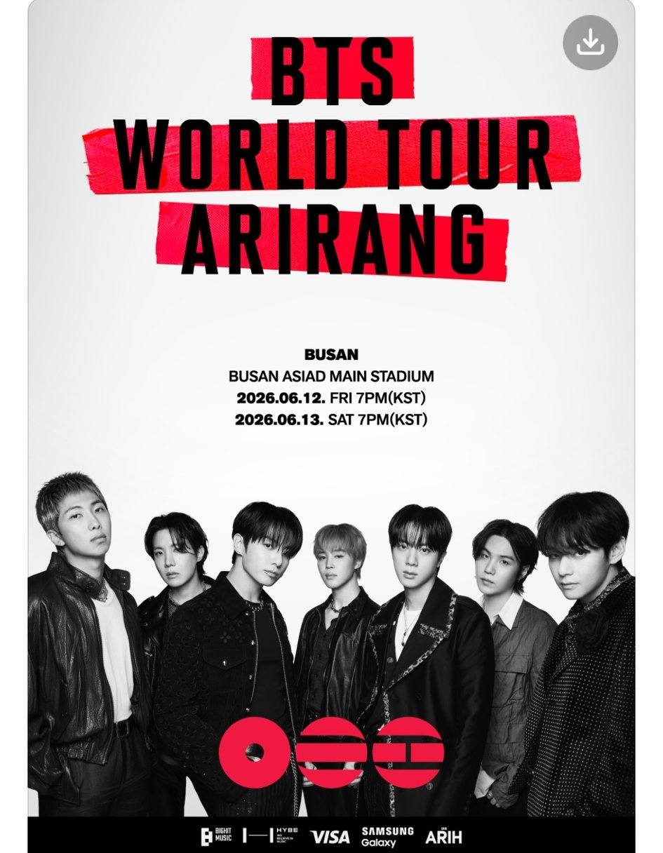 [ 12 June ] BTS WORLD TOUR ‘ARIRANG’ IN BUSAN
