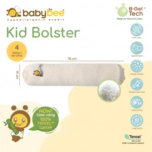 Babybee Kid Bolster With Case - Guling Anak Usia 4 Tahun Keatas Terbuat Dari Belgium Natural Latex With Inner Bamboo