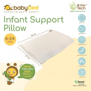 Babybee - Infant Support Pillow With Case - Ergonomic Pillow - Bantal Bayi - Terbuat Dari Belgium Natural Latex With Inner Bamboo Cover