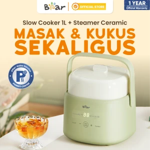 Bear Slow Cooker 1L + Steamer