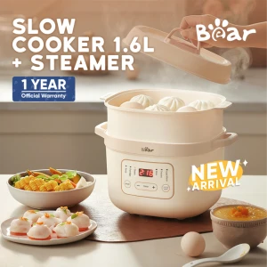 Bear Slow Cooker 1.6L + Steamer