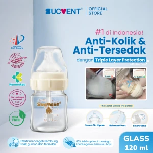 SUCVENT Borosilicate Glass 120ml - Non Bubble & Anti Choking Bottle - YG5574