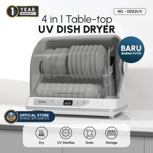 Norge 4 In 1 Table-top UV Dish Dryer 52L White 350W (NG-DD52UV) / Sterilizer / Pengering Alat Makan