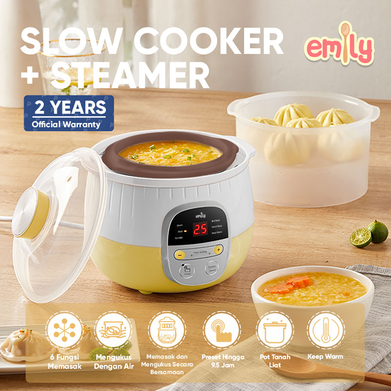 Jual Emily Slow Cooker + Steamer 0.8L Clay Pot / Baby & Family Food