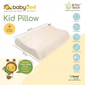 Babybee Kid Pillow With Case - Ergonomic Pillow - Bantal Anak - Terbuat Dari  Belgium Natural Latex With Inner Bamboo Cover