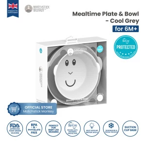 Matchstick Monkey - Mealtime Plate & Cool Grey / MM-M-PB-015