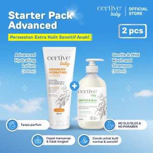 Starter Advanced Set  (Advanced Hydrating Lotion 200ml + Certive Baby Gentle & Mild Wash And Shampoo 300ml High Quality Lotion, Sabun & Shampoo Bayi)