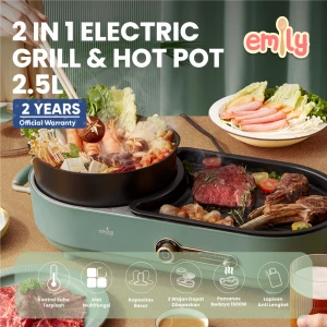 Emily 2 In 1 Electric Grill & Hot Pot 2.5L/Pemanggang Perebus Makanan