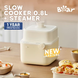 Bear Slow Cooker 0.8L + Steamer