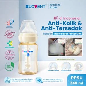 SUCVENT PPSU 240ml - Non Bubble Anti Choking Feeding Bottle - YG5606