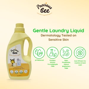 Precious Bee Sabun Cuci Cair Hipoalergenik Untuk Pakaian Selimut, Seprei  Gentle Laundry Liquid 1000ml Isi 2 Detergent Hypoallergenic