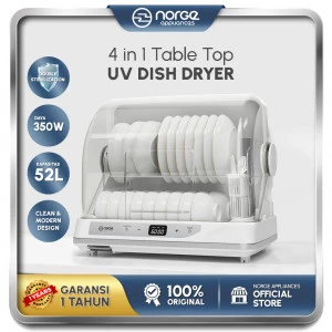 Norge 4 In 1 Table-top UV Dish Dryer 52L White 350W (NG-DD52UV) / Sterilizer / Pengering Alat Makan