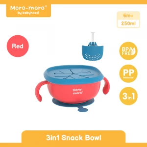 Moro-moro By Babyhood - 3 In 1 Snack Bowl 250ml | Mangkuk Bayi | Mangkuk Sedotan