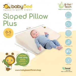 Babybee Sloped Pillow Plus - Bantal Sloped Pillow Anti Kolik Bayi Terbuat Dari Belgium Natural Latex With Inner Bamboo Cover