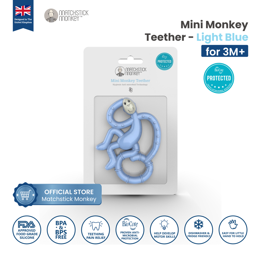 Matchstick Monkey Teether Mini Series Light Blue MM-MMT-007