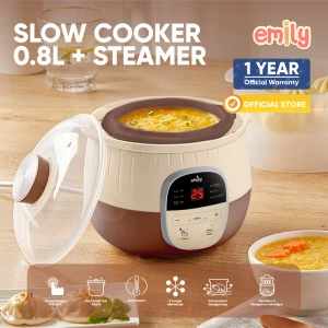 Emily Slow Cooker + Steamer 0.8L Brown Cream, ESC - 36005