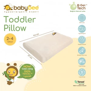 Babybee Toddler Pillow With Case - Ergonomic Pillow - Bantal Anak Balita - Terbuat Dari Belgium Natural Latex With Inner Bamboo Cover