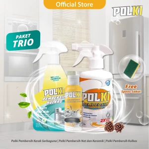 PAKET TRIO - POLKI PEMBERSIH KERAK CLEANER KERAMIK DAN CAIRAN PEMBERSIH KULKAS FRIDGE ANTIBACTERIAL