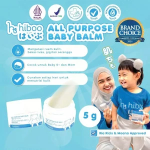 Hiboo All Purpose Baby Balm 5g Travel Size With 10% Coconut Oil Vit E Beeswax - Natural Nourishing Calming Moisturizer - Balsem Salep