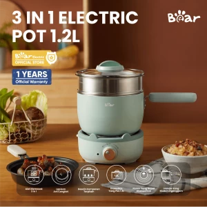 BEAR 3 In 1 Electric Pot 1.2L / Panci Elektrik Multifungsi