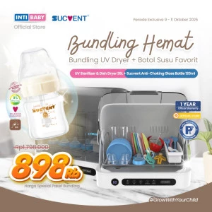 [Special Bundling] INTI BABY - Multifunctional UV Sterillizer & Dish Dryer 26L 250W + SucVent Non-Bubble & Anti-Choking Bottle Glass 120ml