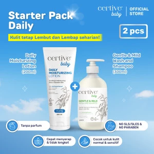 Starter Daily Set (Daily Moisturizing Lotion 200ml + Certive Baby Gentle & Mild Wash And Shampoo 300ml High Quality Lotion, Sabun & Shampoo Bayi)