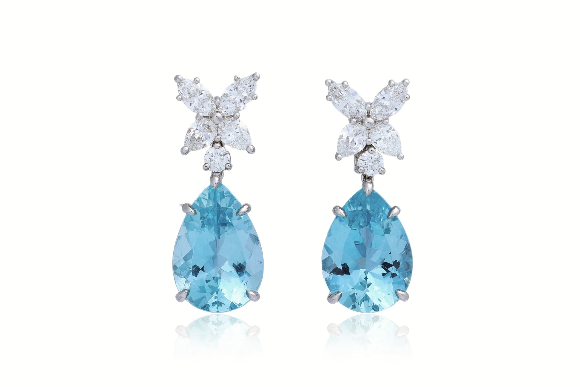 HARRY WINSTON AQUAMARINE AND DIAMOND DROP EARRINGS