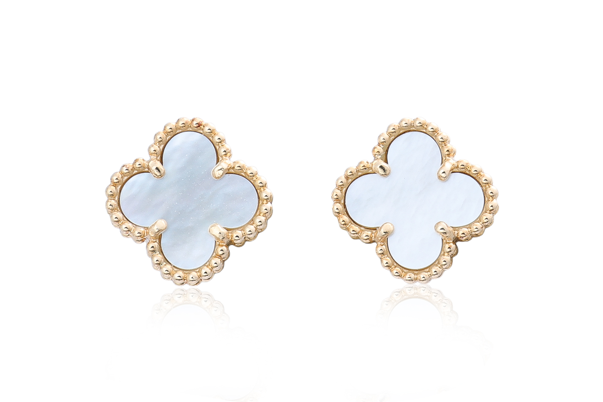 VAN CLEEF & ARPELS 'SWEET ALHAMBRA' MOTHER OF PEARL STUD EARRINGS