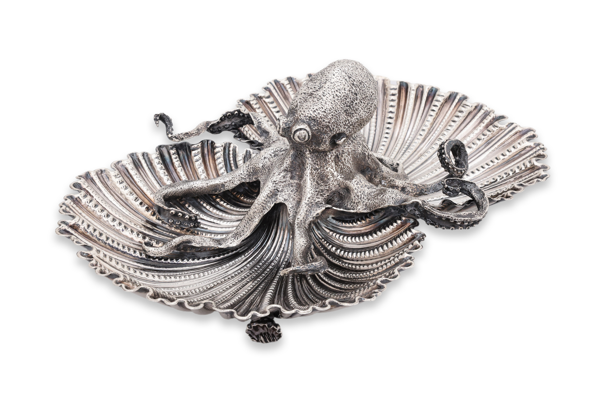 BUCCELLATI - A SILVER OCTOPUS AND SHELL CENTREPIECE