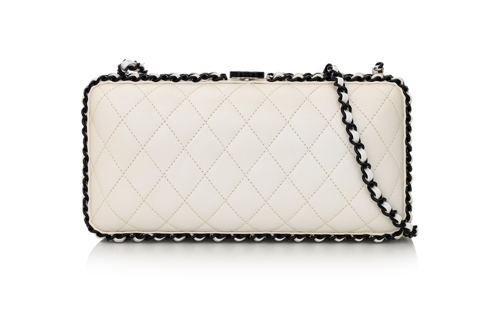 CHANEL CLUTCH WITH STRAP IN IVORY QUILTED LEATHER, 2020