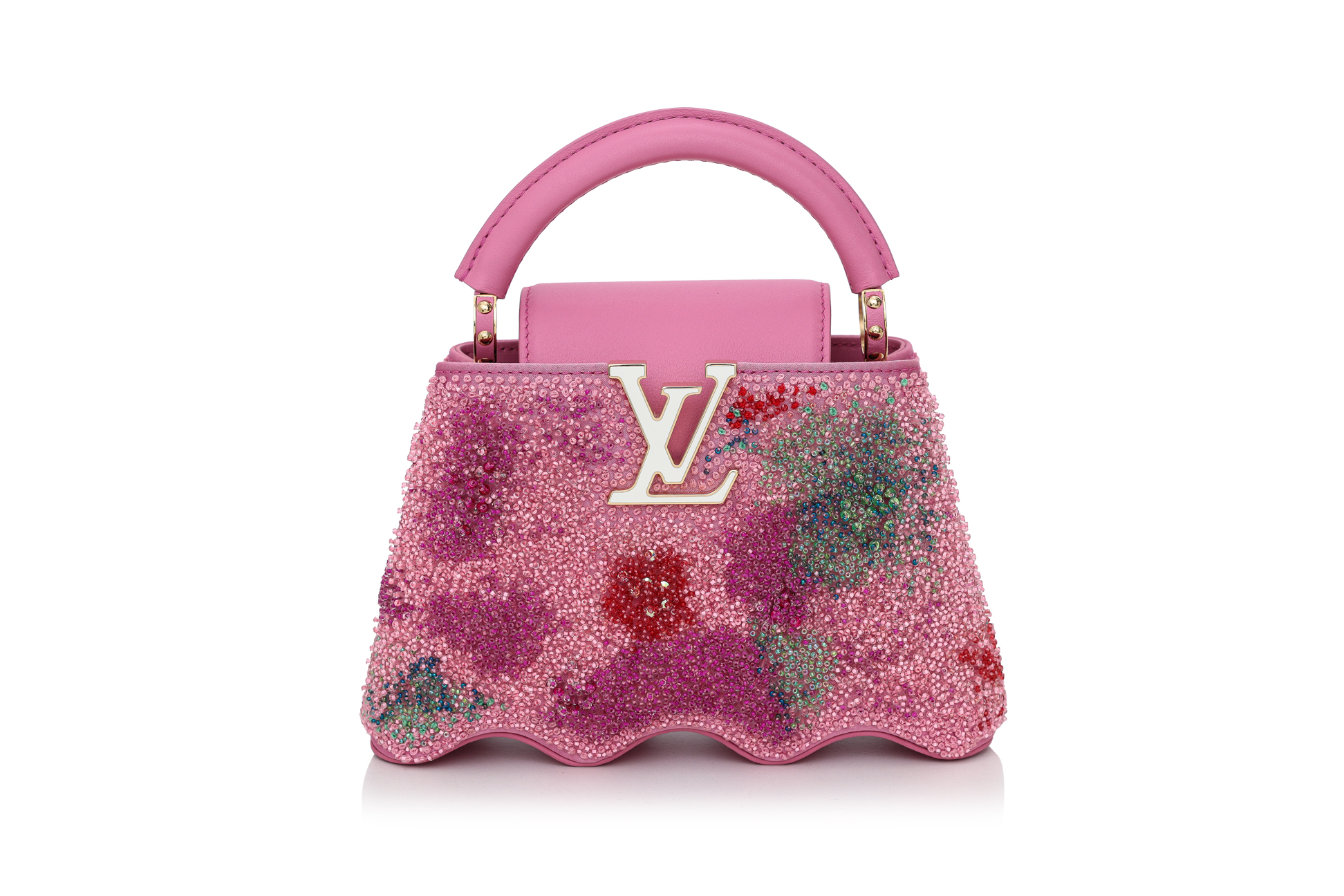 LOUIS VUITTON CAPUSHELL MINI BEADS ROSE BAG IN PINK EMBROIDERED LEATHER, 2023