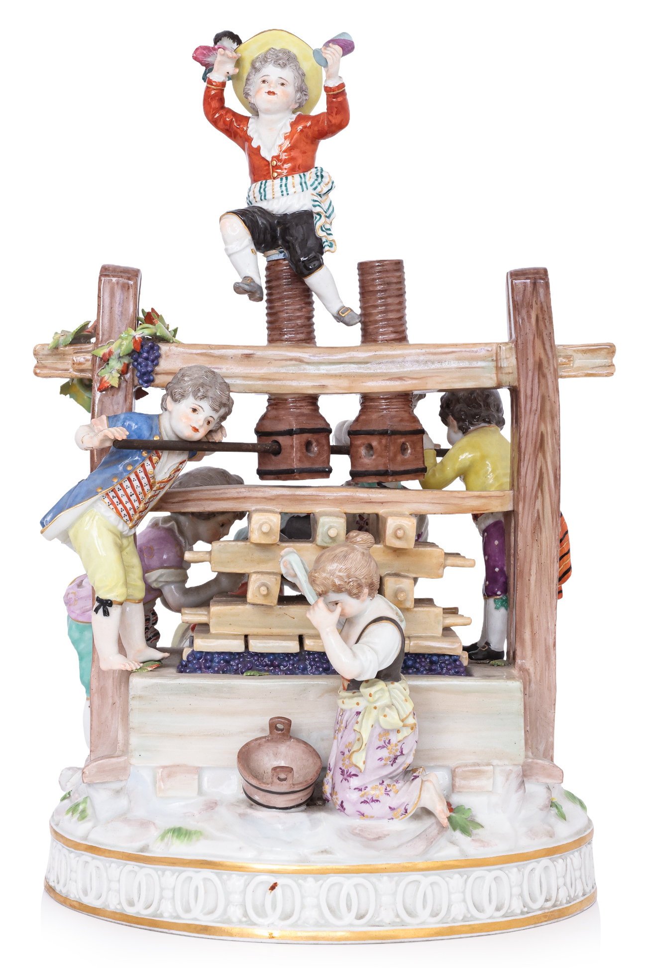 A LARGE MEISSEN PORCELAIN WINEMAKERS GROUP