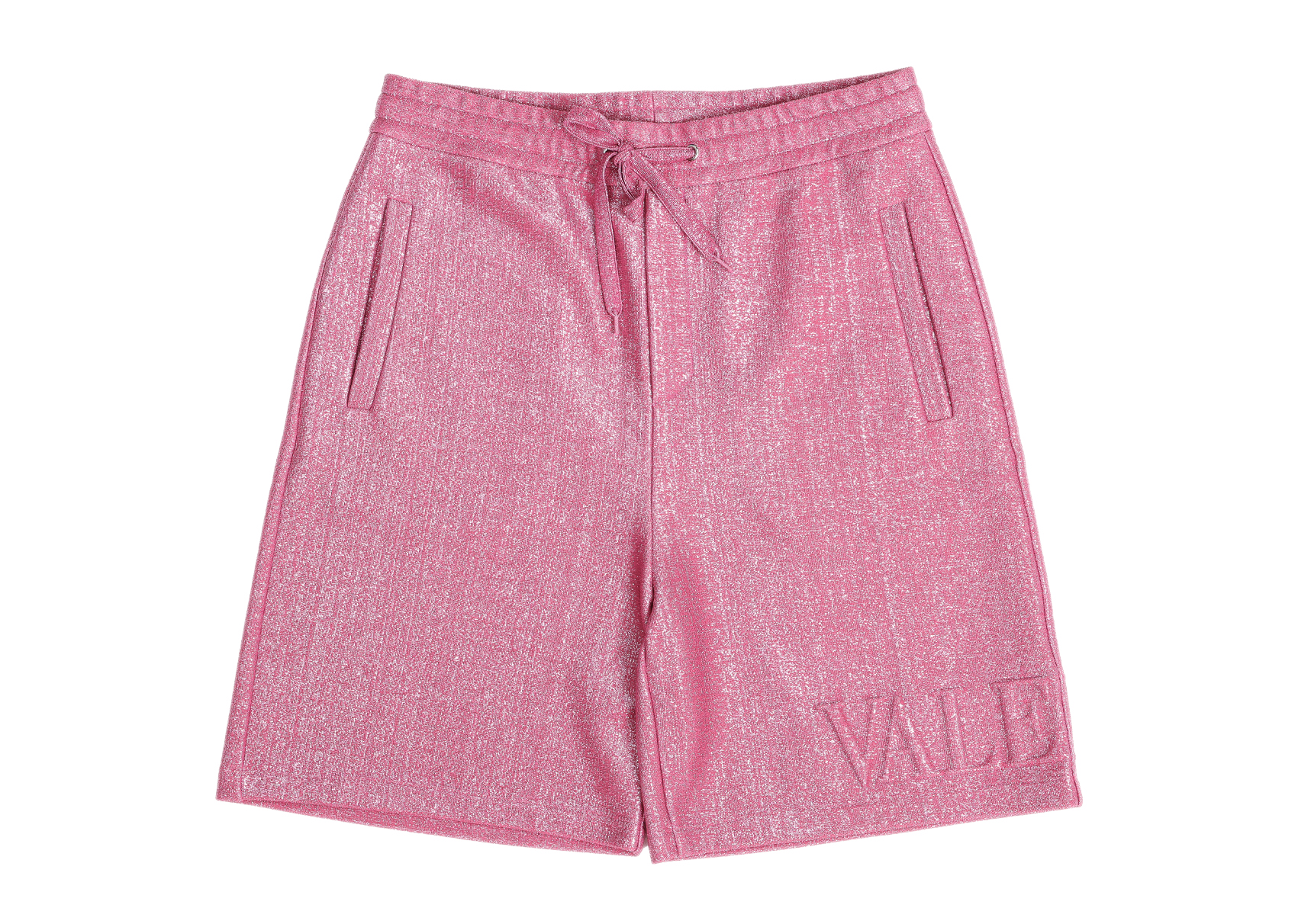 VALENTINO - A PAIR OF PINK METALLIC DRAWSTRING BERMUDA SHORTS