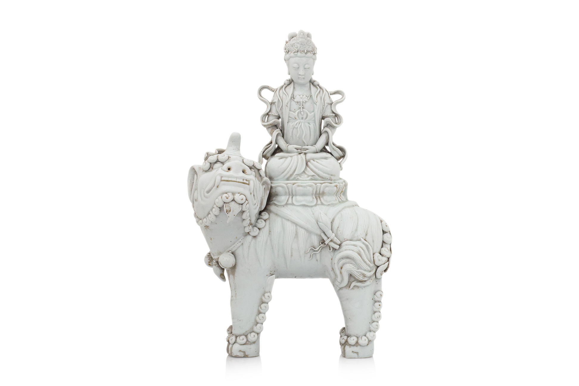 A LARGE BLANC-DE-CHINE MODEL OF SAMANTABHADRA