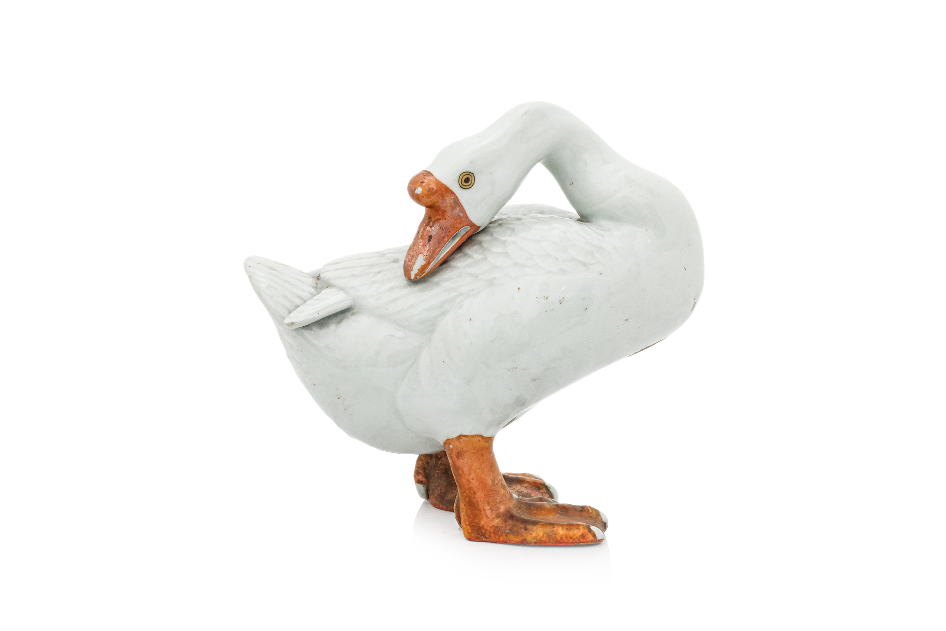 AN EXPORT PORCELAIN MODEL OF A GOOSE