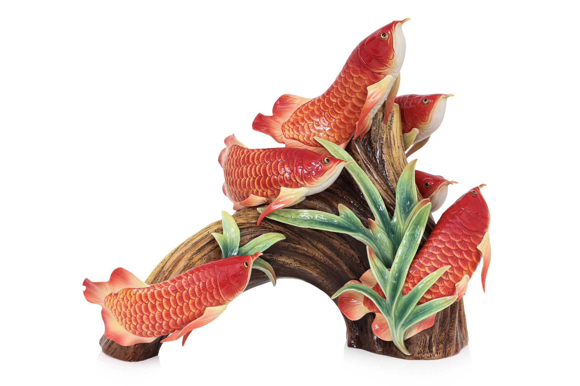 A LARGE FRANZ RED AROWANA PORCELAIN VASE