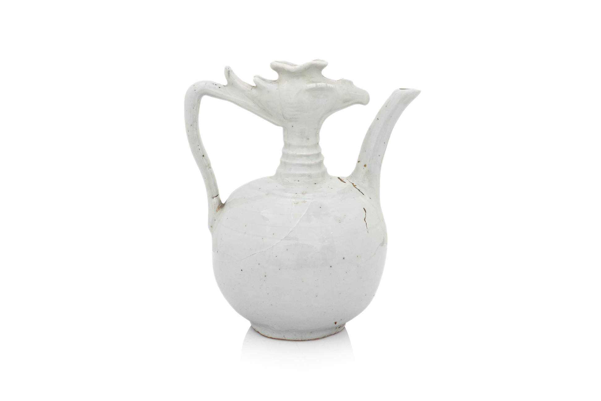 A WHITE-GLAZED PHOENIX-HEAD EWER
